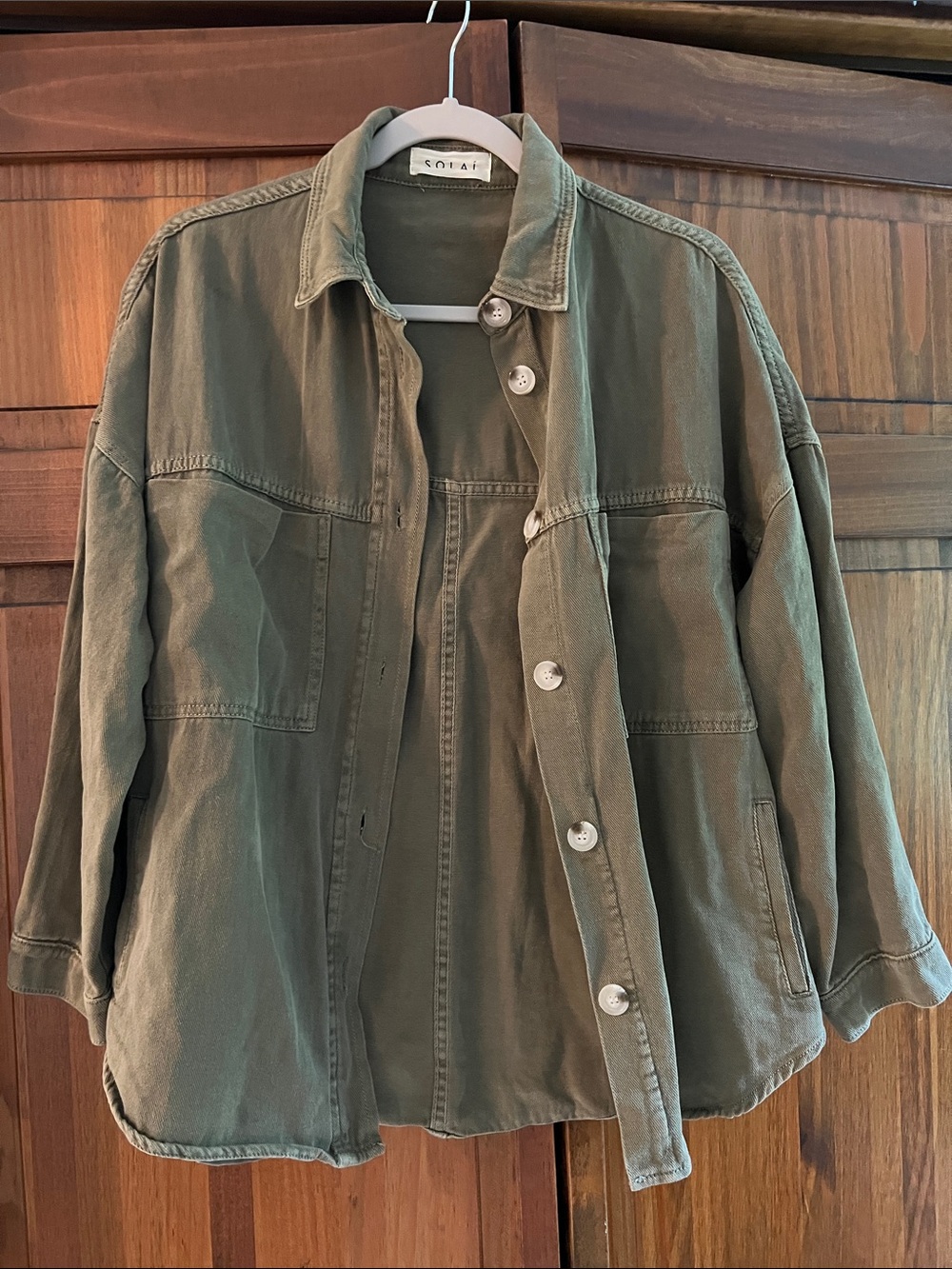 Solai Olive Utility Button-Front Jacket